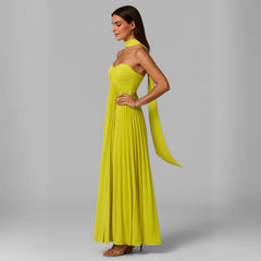 Vestido Longo Festa Plissado Eva