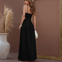 Vestido Longo Preto de Festa Elegante Carina