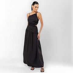 Vestido Longo Preto de Festa Elegante Carina