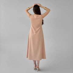 Vestido Midi Elegante Pêssego Chanel