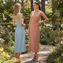 Vestido Midi Elegante Pêssego Jolie