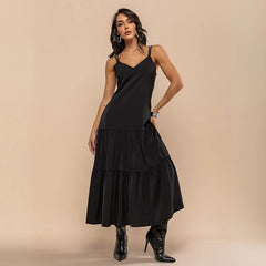 Vestido Midi Elegante Preto Fabi