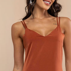 Vestido Midi Elegante Terracota Fabi