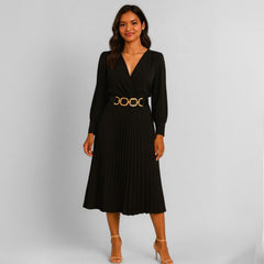 Vestido Midi Feminino Plissado Tania