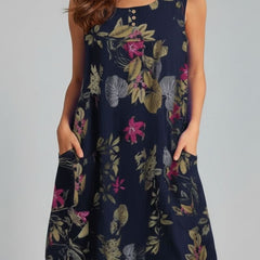 Vestido Midi Soltinho Azul Sem Mangas Hailey