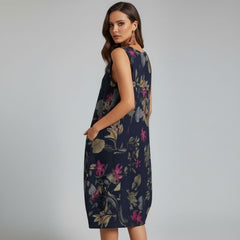 Vestido Midi Soltinho Azul Sem Mangas Hailey