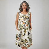 Vestido Midi Soltinho Bege Sem Mangas Hailey