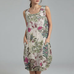 Vestido Midi Soltinho Floral Sem Mangas Hailey