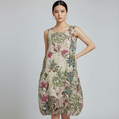 Vestido Midi Soltinho Floral Sem Mangas Hailey