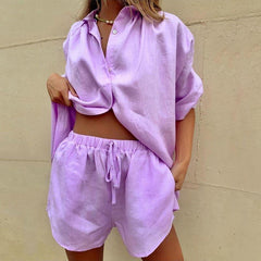 Conjunto Short E Camisa Verano Roxo / P Cjverano