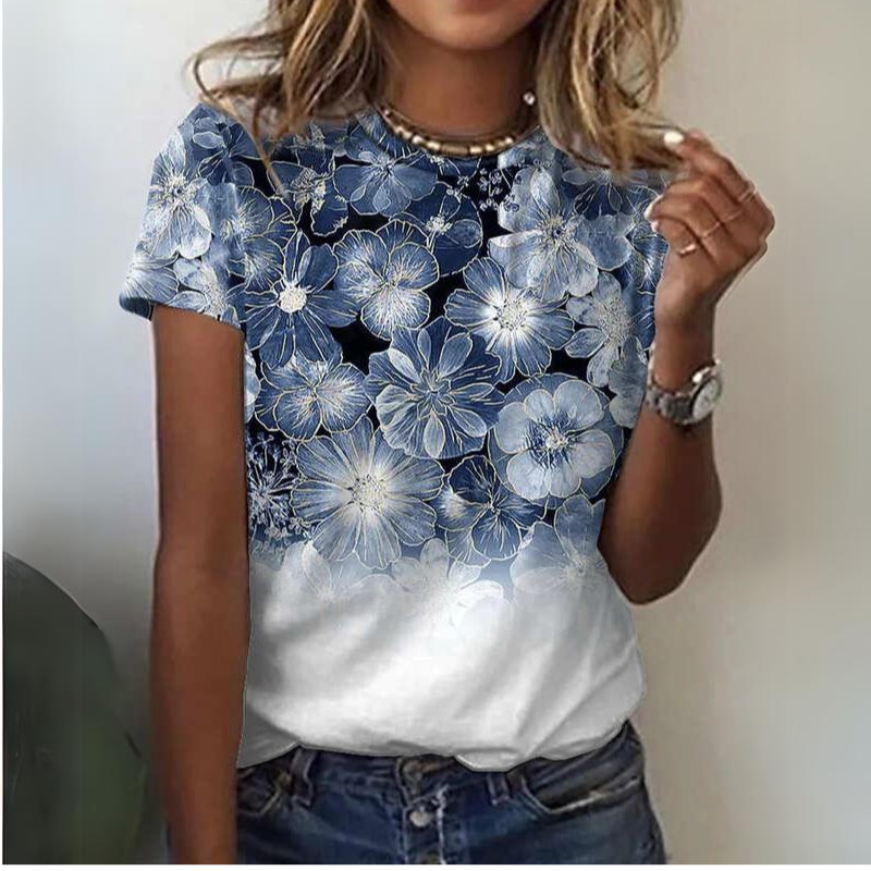 Blusa Feminina Maga Curta Floral - Coradon