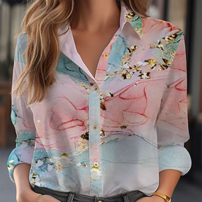 Camisa Feminina Social Flores Aquarela