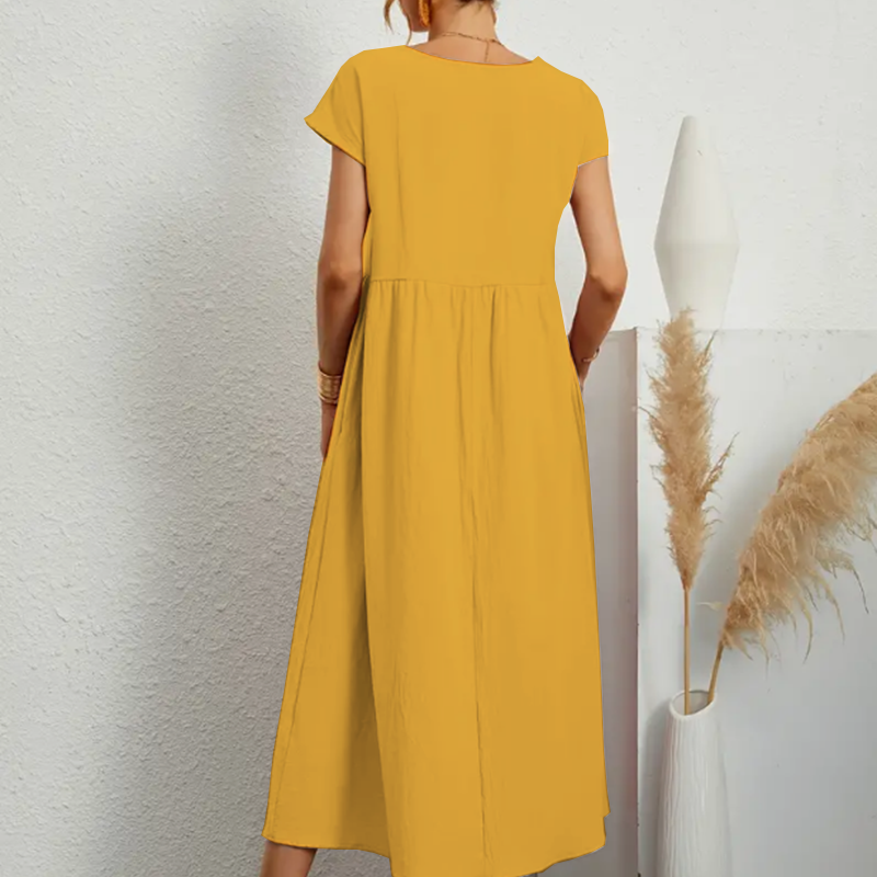 Vestido Midi Manga Curta Pamela