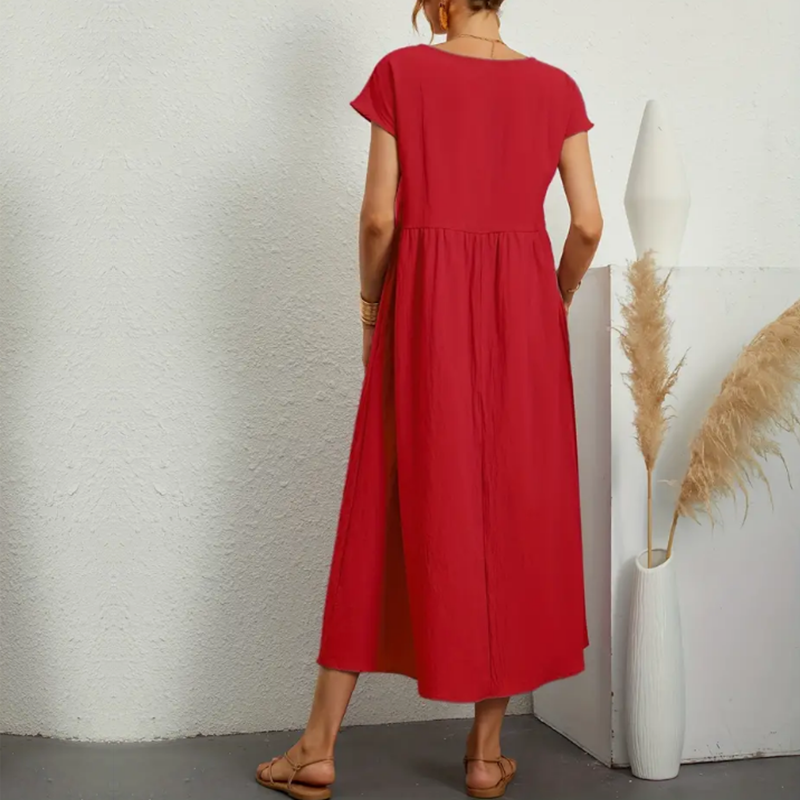 Vestido Midi Manga Curta Pamela