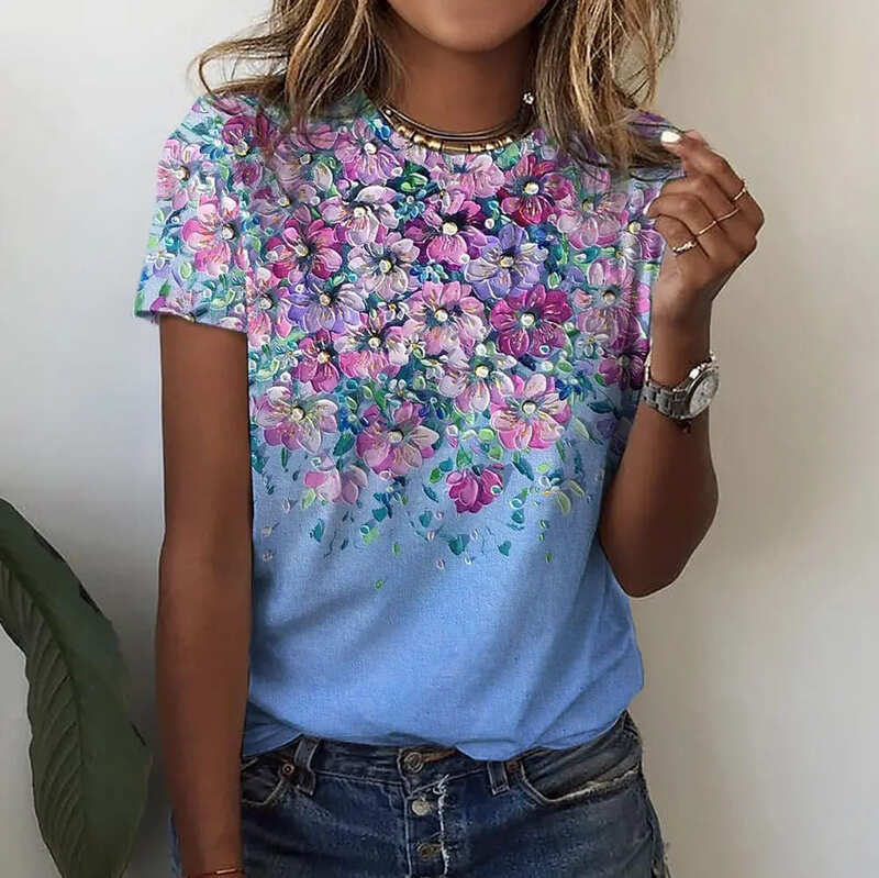 Blusa Feminina Maga Curta Floral - Coradon