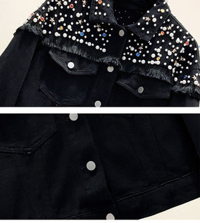 Jaqueta Feminina Jeans Com Strass Enola