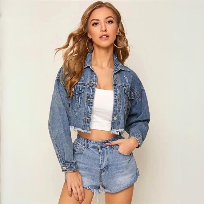 Jaqueta Feminina Jeans Cropped Denim - Coradon