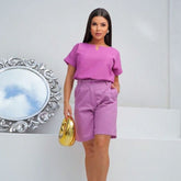 Conjunto Linho Bermuda E Blusa Graziella