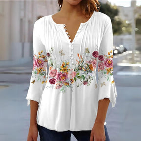 Blusa Feminina Manga 3/4 Flores