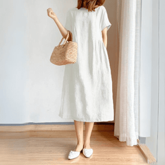 Vestido Midi De linho Jane - Coradon