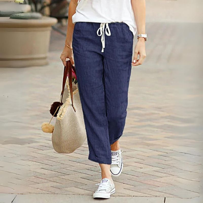Calça Feminina De Algodão Manu Azul Escuro - Coradon