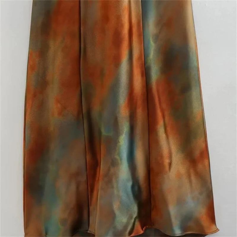 Vestido Longo Tie Dye Minerva Castanho Escuro - Coradon