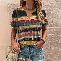 Blusa Feminina Manga Curta Retro