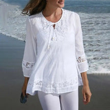 Blusa Feminina De Crochê Ághata Branco - Coradon