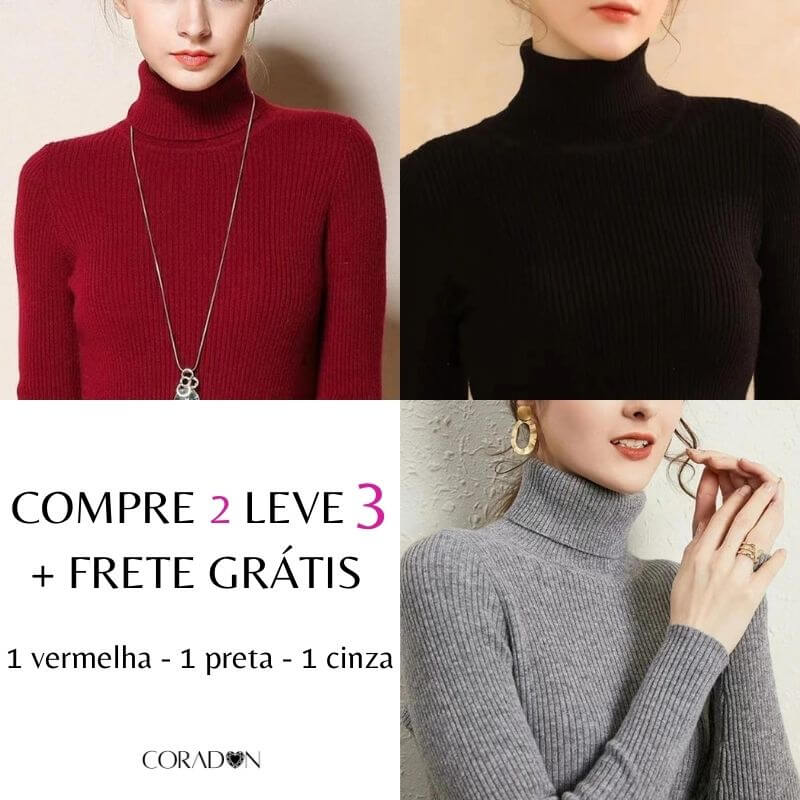 Suéter Tricot Feminino Gola Alta Claudia - Coradon