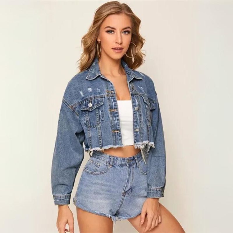 Jaqueta Feminina Jeans Cropped Denim - Coradon