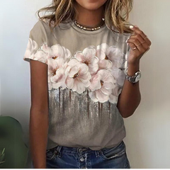 Blusa Feminina Maga Curta Floral - Coradon