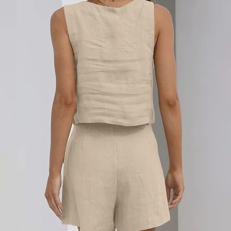 Conjunto Feminino Linho Rosangela Bege - Coradon