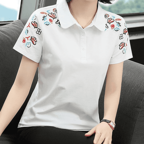 Blusa Feminina Gola Polo Charlotte branco - Coradon