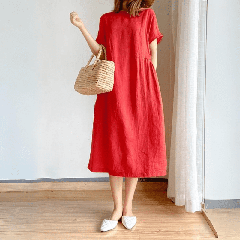 Vestido Midi De linho Jane - Coradon