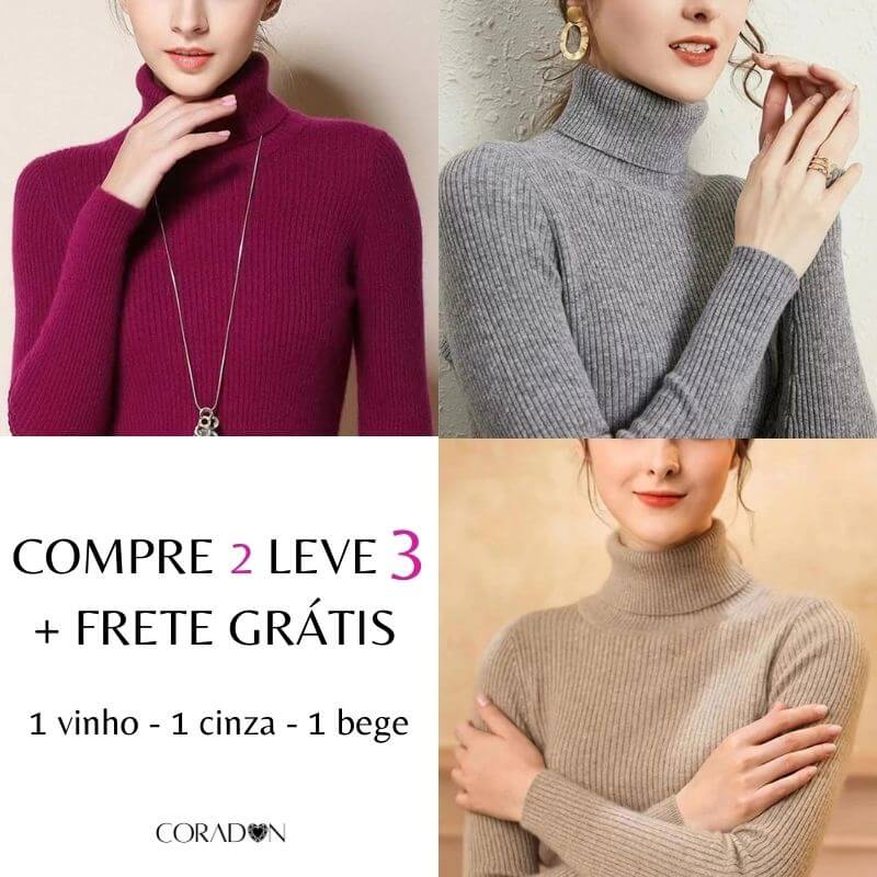 Suéter Tricot Feminino Gola Alta Claudia - Coradon