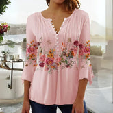 Blusa Feminina Manga 3/4 Flores