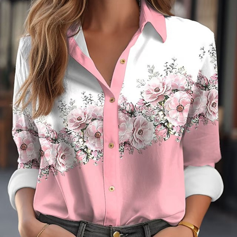 Camisa Feminina Social Flores Aquarela