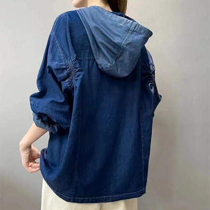 Blusa Feminina Manga Longa Canguru Jeans Gisele