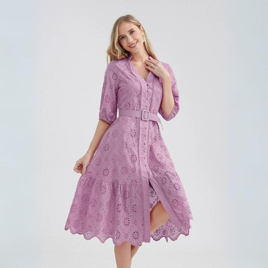 Vestido Laise Midi Manga 3/4 Josy - Coradon