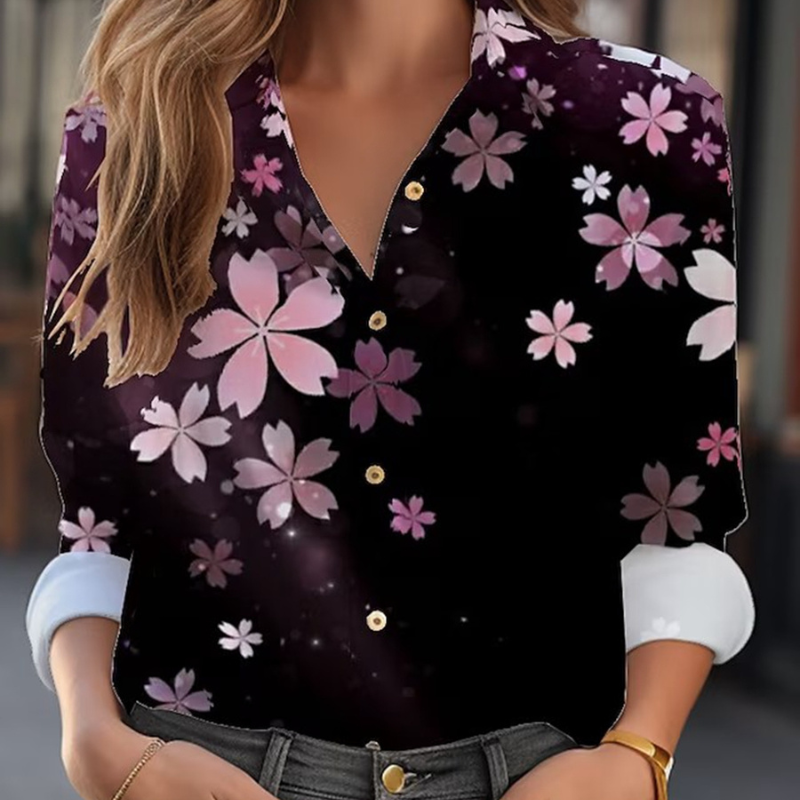 Camisa Feminina Social Flores Aquarela