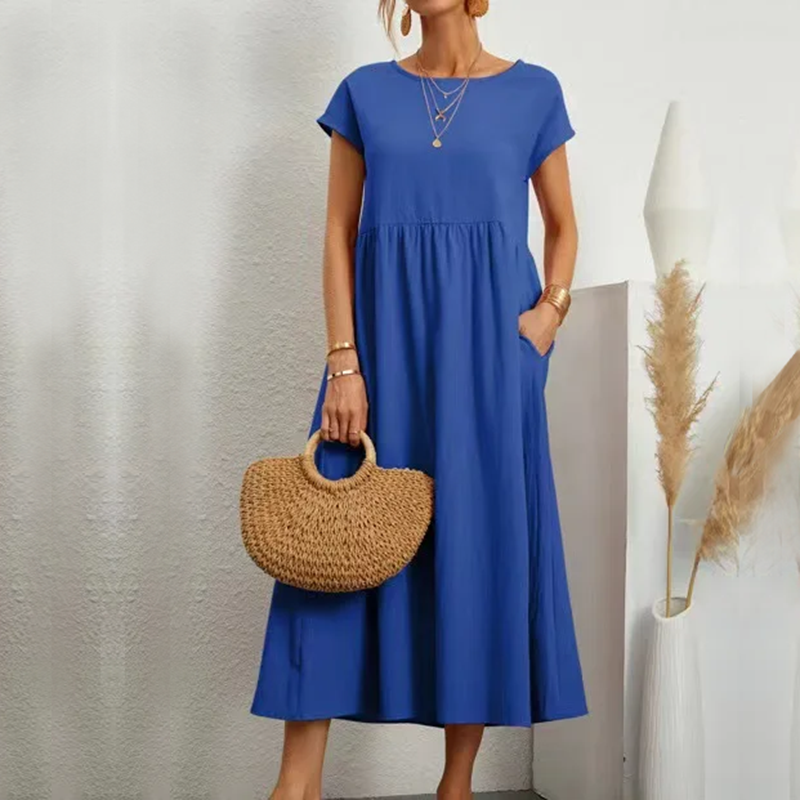 Vestido Midi Manga Curta Pamela