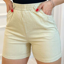 Short Feminino Cintura Alta De Sarja