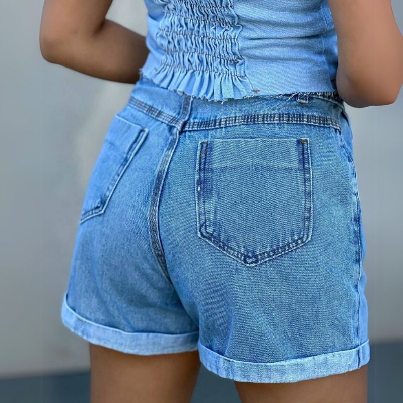 Short Jeans Feminino Cintura Alta Marília