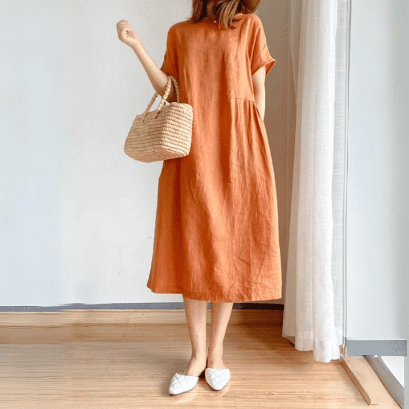 Vestido Midi De linho Jane - Coradon