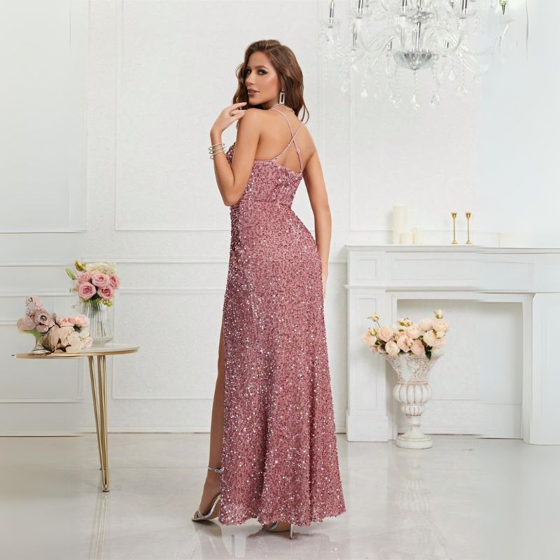 Vestido Longo Festa Paetê Rafaela