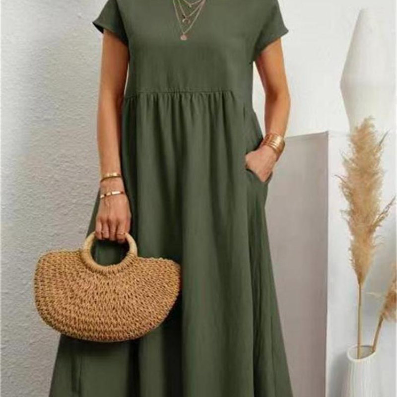 Vestido Midi Manga Curta Pamela