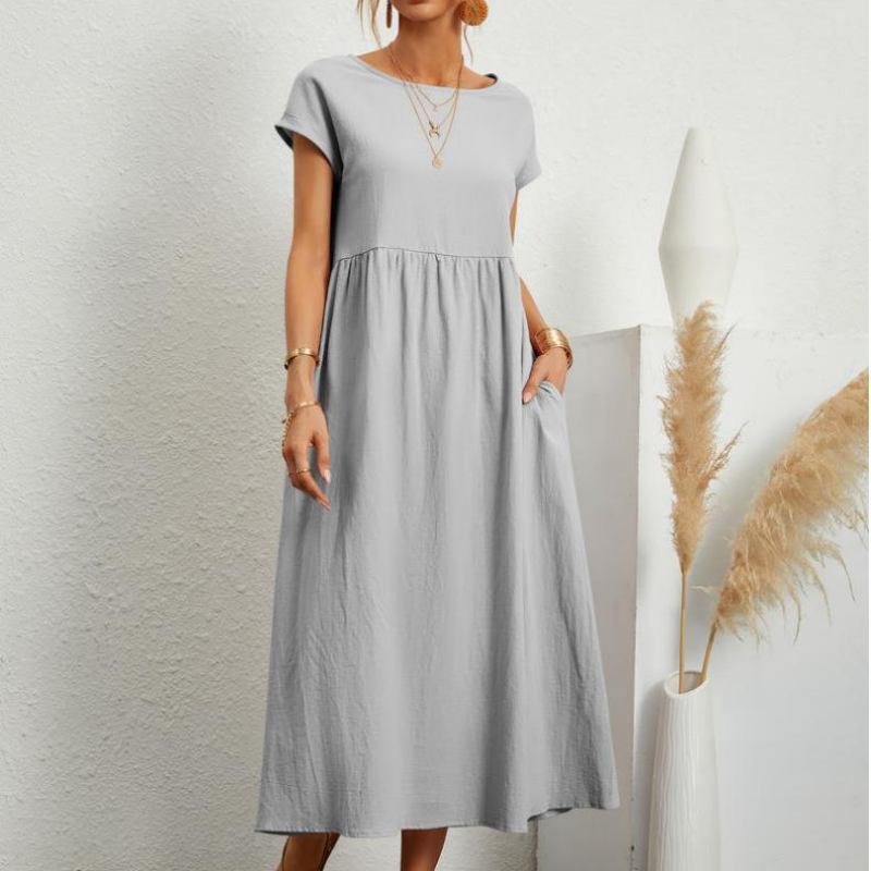 Vestido Midi Manga Curta Pamela