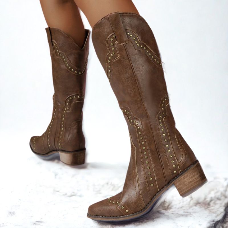 Bota Texana Feminina Country Marrom Boiadeira