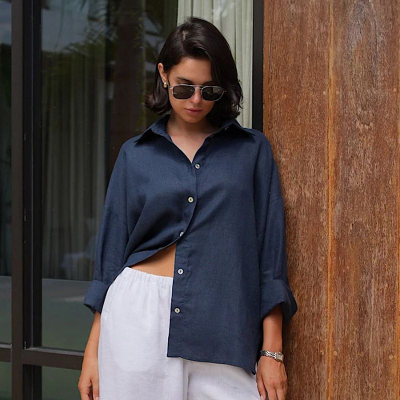Camisa-Feminina-Social-Algodao-Mariene_Azul-Marinho