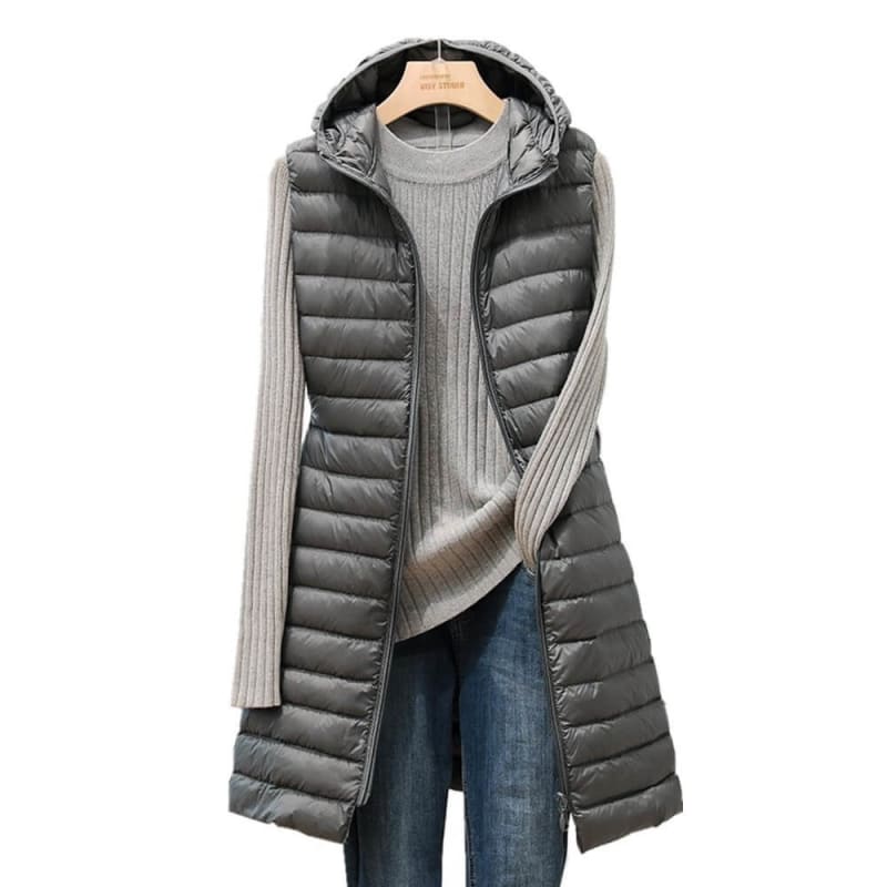 Colete-Puffer-Feminino-Alongado-Fashion-cinza